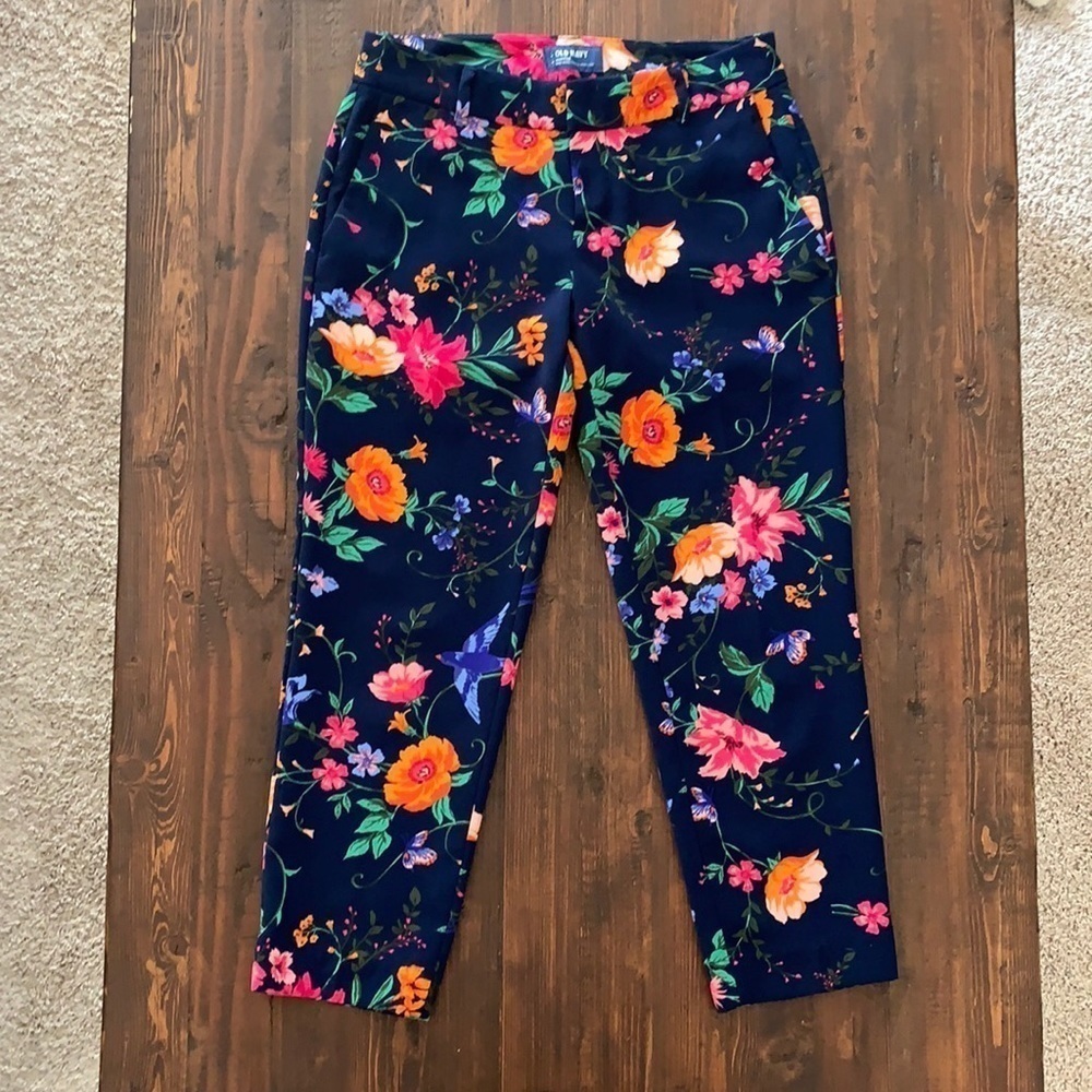 Old Navy Pants Slacks Harper Blue Floral Women’s 2